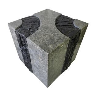Maitland Smith Brutalist Tessellated Stone Side Table cube 16.5 x 16.5
